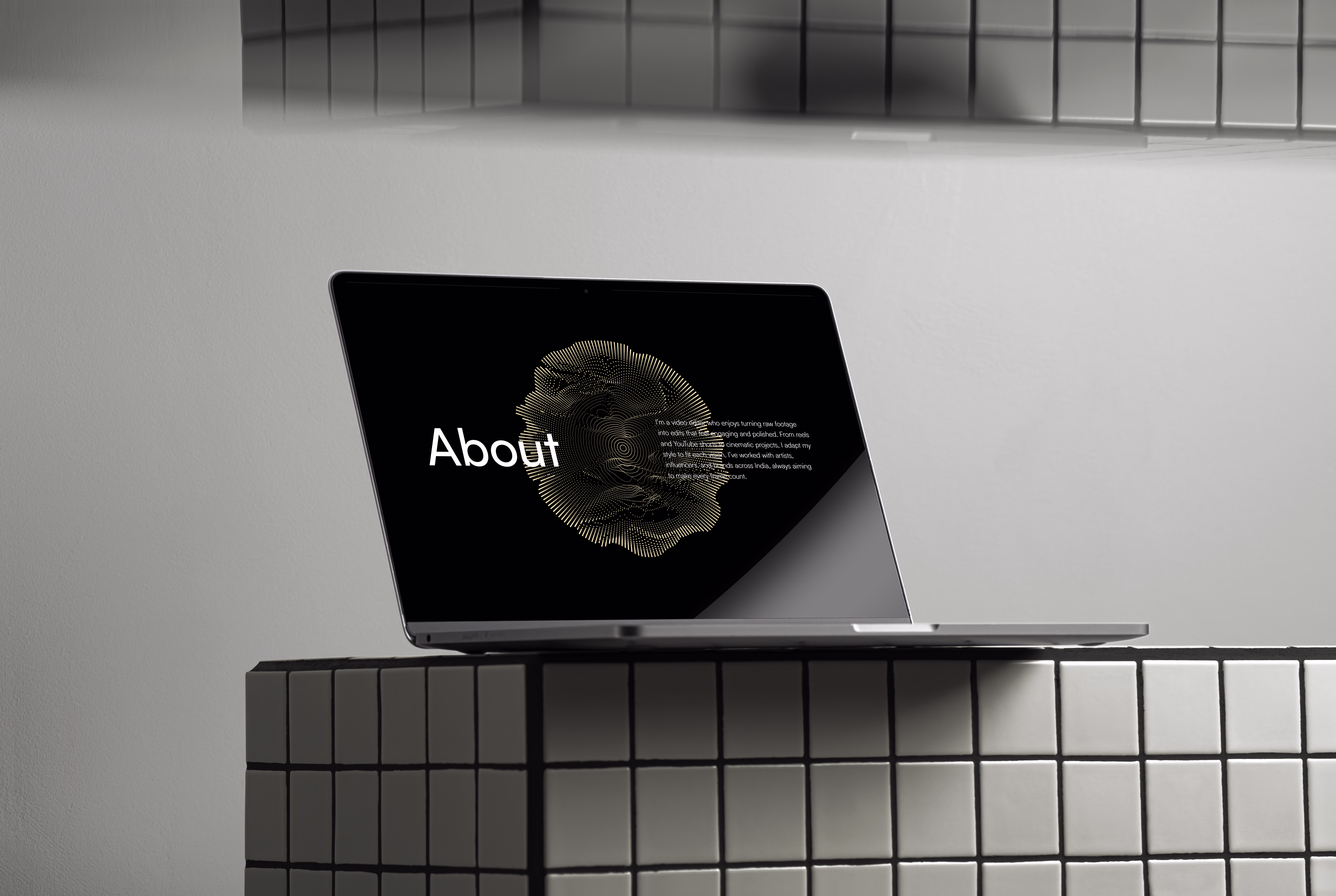 HardCore Studios portfolio interface showing a project page with video and text content